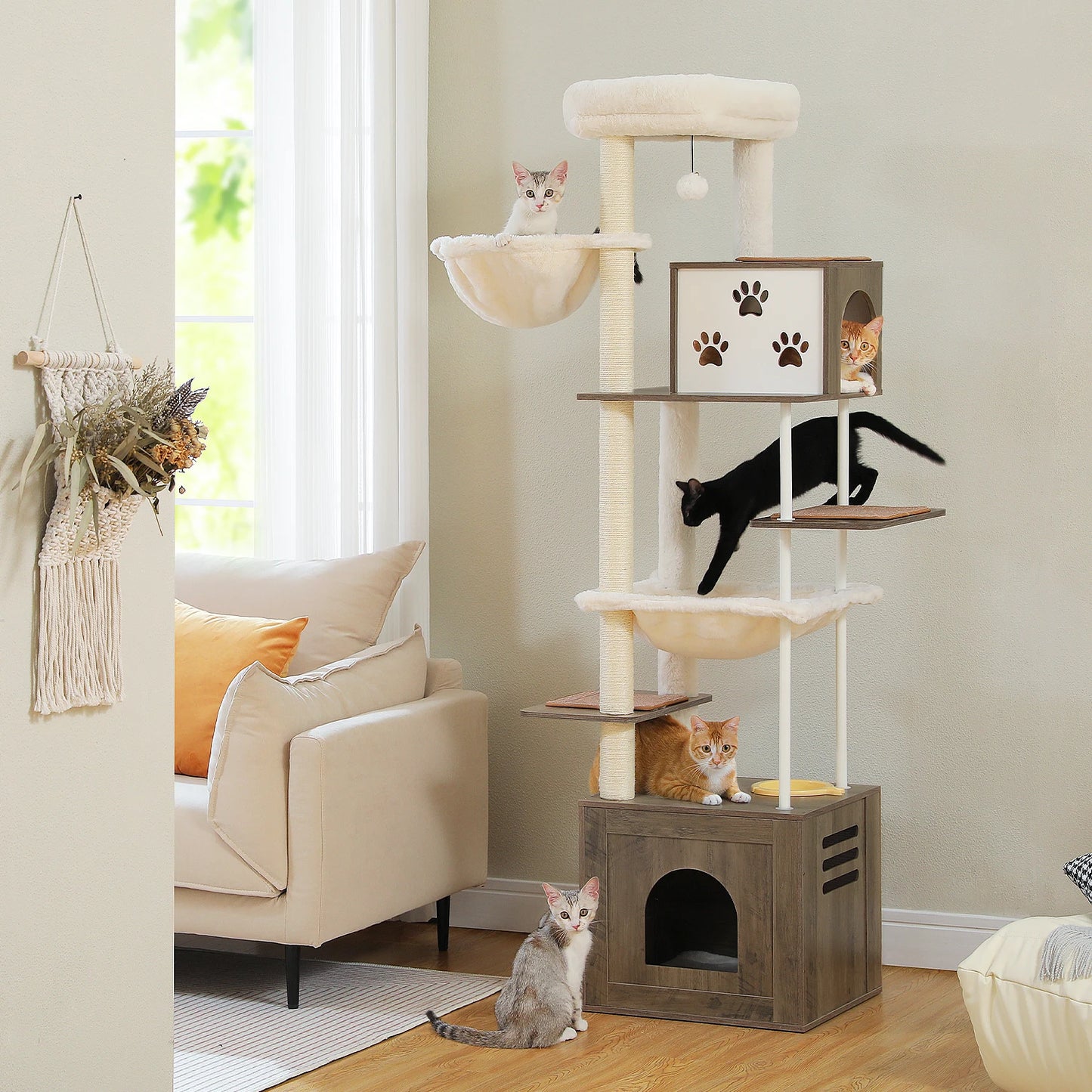 Cat Tree with Removable Anti-Slip Mats