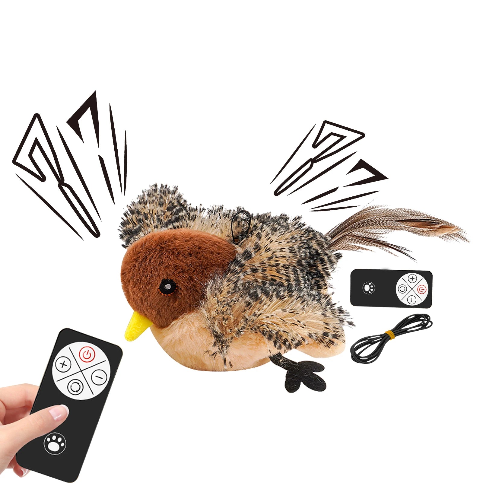 Chirping Bird Toy Plush for cat or kitten - We Have the Goodies 