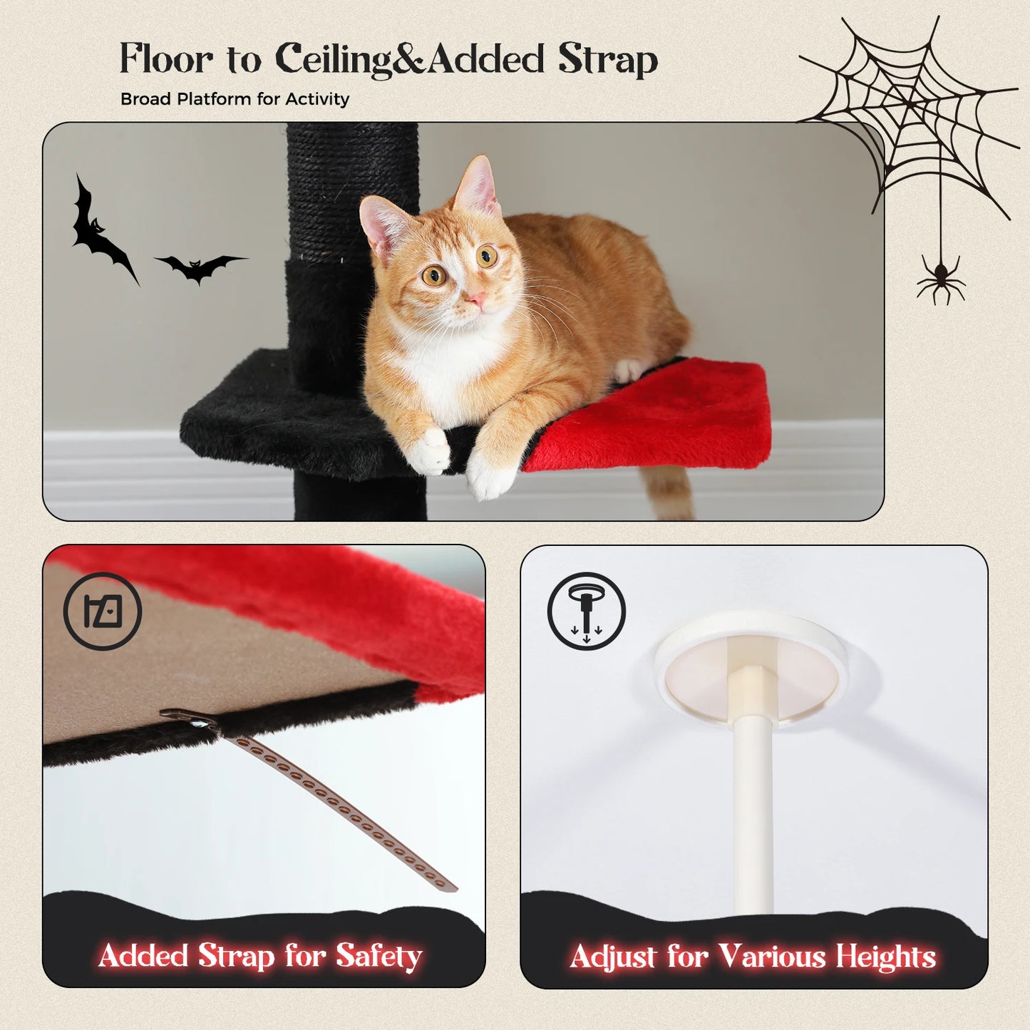 Floor to Ceiling Cat Tower with Scratching Posts