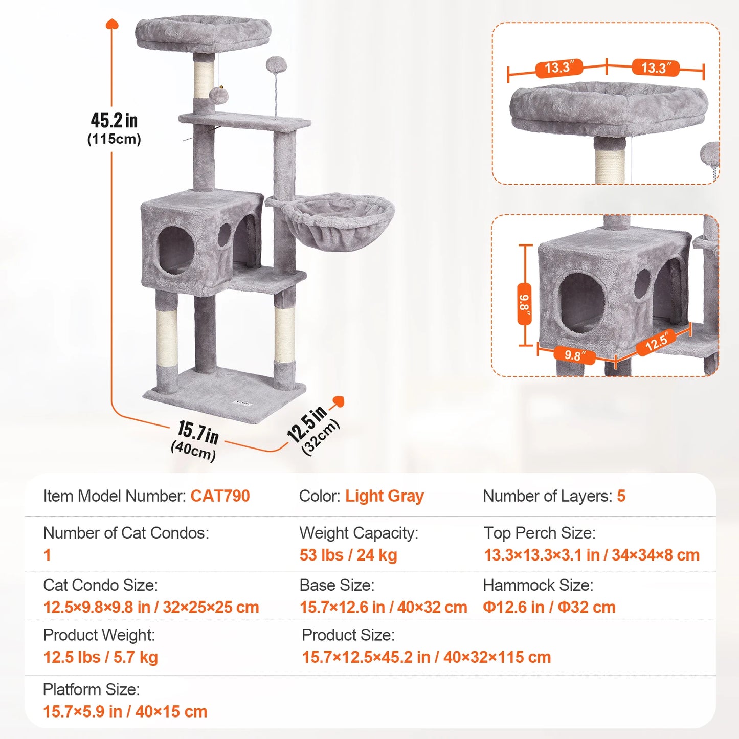 Cat Tree for Indoor Cats Dark Grey