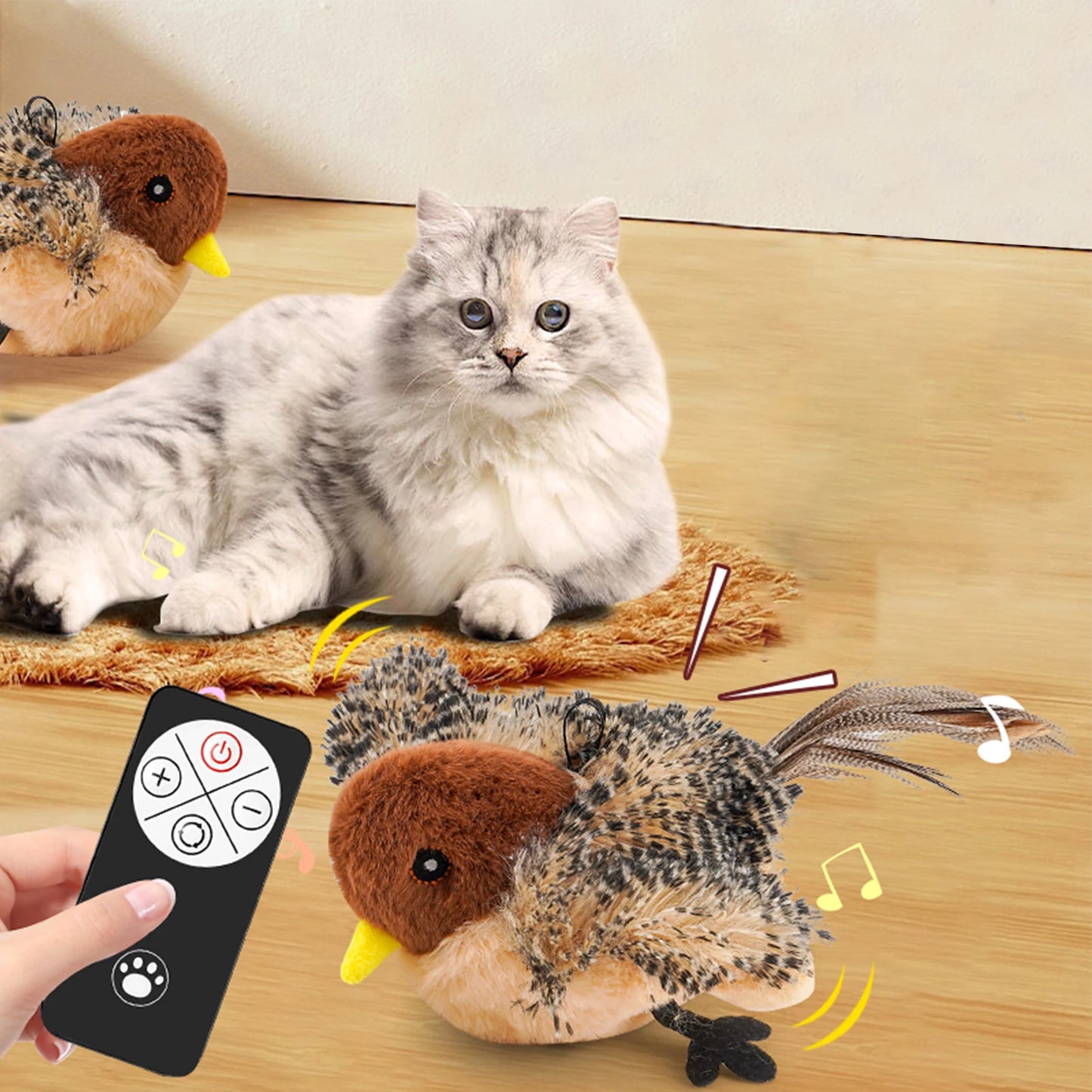 Chirping Bird Toy Plush for cat or kitten - We Have the Goodies 