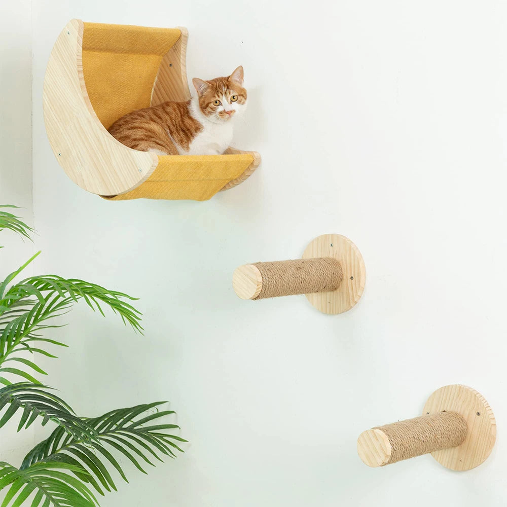 Cat Shelf Climbing wall with Hammock - We Have the Goodies 