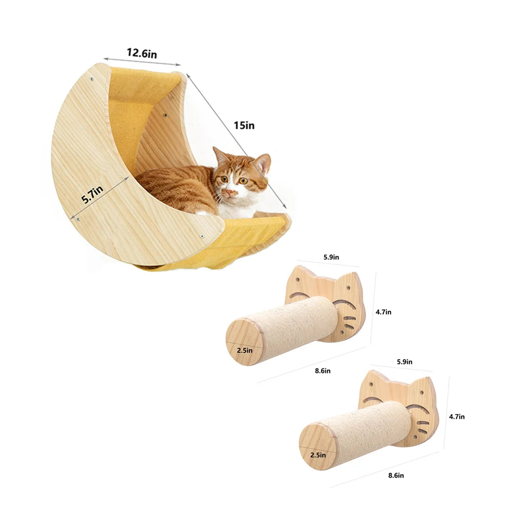 Cat Shelf Climbing wall with Hammock - We Have the Goodies 