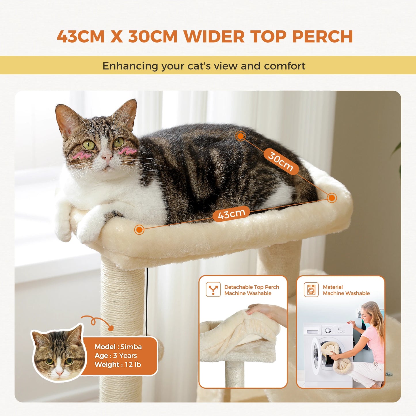 Cat Tree with Detachable Top Perch