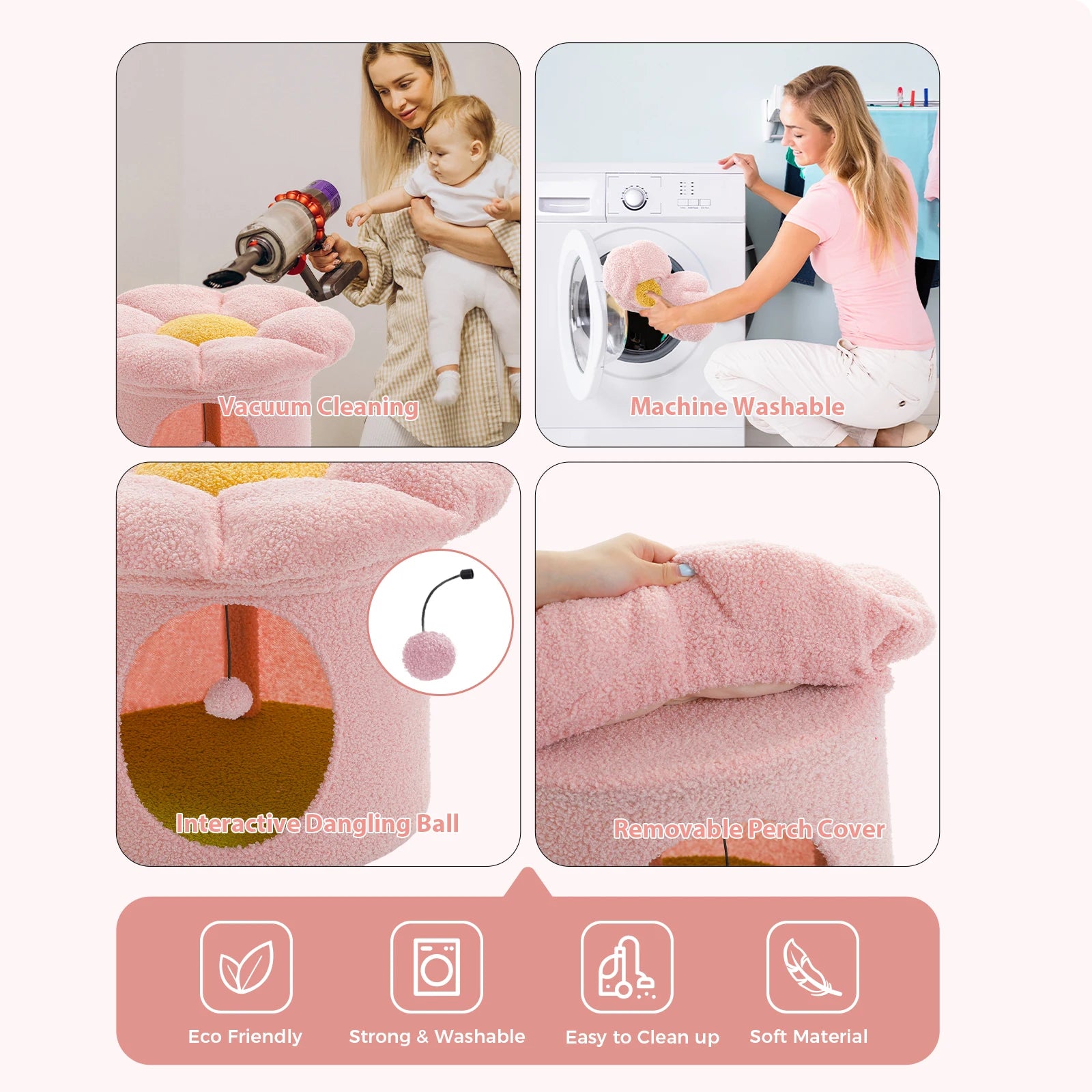Cat Bed with removable flower bed - We Have the Goodies 
