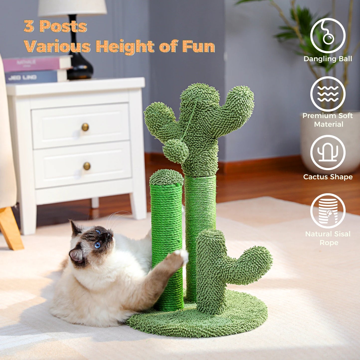 Cat Scratching Post with 3 Scratching Poles